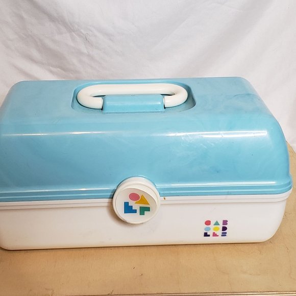 Caboodles Bags Vintage Caboodles Blue White Tiered Makeup Travel